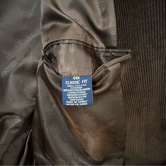 Stafford Blazer Men’s Size 44R Brown Corduroy Jacket Elbow Patches Sport Coat - Picture 4 of 6